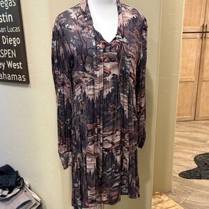 Double D Ranch Forest Pattern Long Sleeve Dress